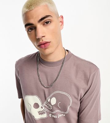 PS Paul Smith 2 skulls back print T-shirt in dusty purple Exclusive to ASOS