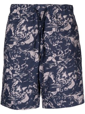 PS Paul Smith abstract-print cotton Bermuda shorts - Blue
