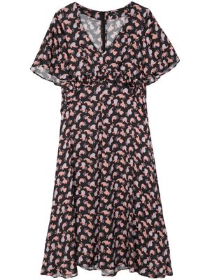 PS Paul Smith abstract-print flared dress - Black