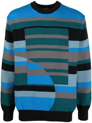 PS Paul Smith abstract-stripe intarsia-knit jumper - Blue