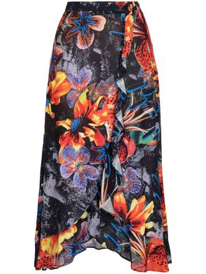 PS Paul Smith asymmetric floral-print midi skirt - Multicolour