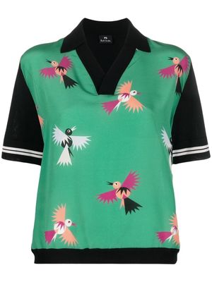 PS Paul Smith bird-print polo shirt - Black