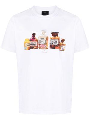 PS Paul Smith Bottles graphic-print organic-cotton T-shirt - White