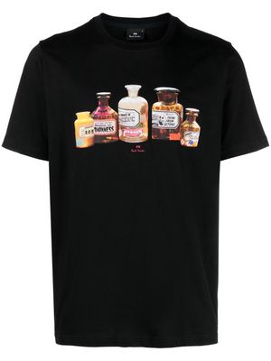 PS Paul Smith Bottles-print cotton T-shirt - Black