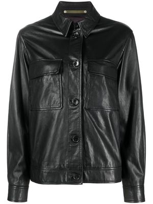 PS Paul Smith button-up leather shirt jacket - Black