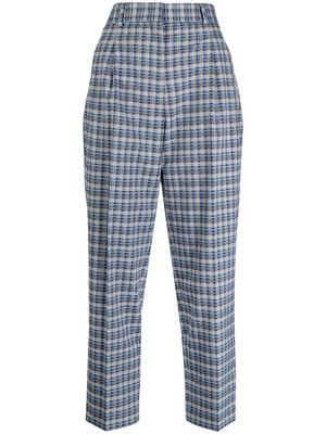 PS Paul Smith check-pattern cropped trousers - Blue