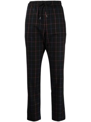 PS Paul Smith check-pattern drawstring trousers - Black