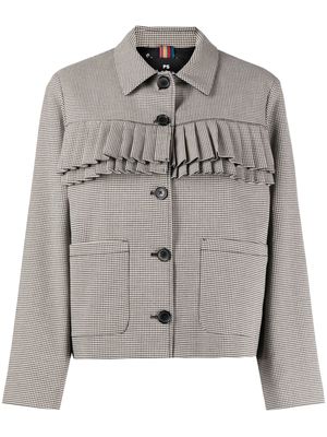 PS Paul Smith check-print pleated fitted jacket - Neutrals
