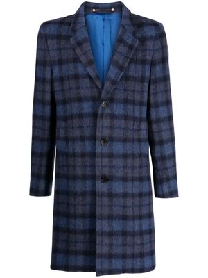 PS Paul Smith check-print single-breasted coat - Blue