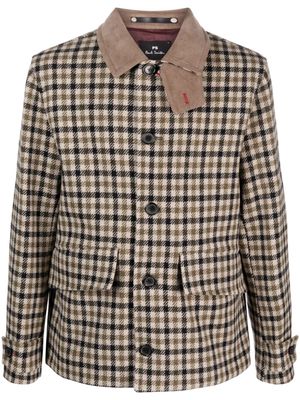 PS Paul Smith checked wool shirt jacket - Neutrals