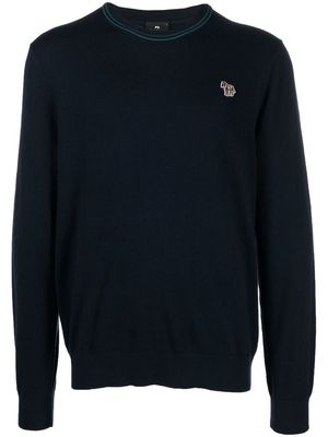 PS Paul Smith chest logo-patch detail knit jumper - Blue