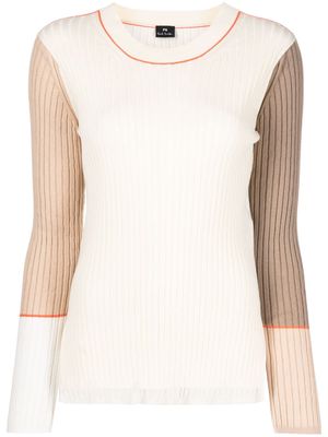 PS Paul Smith colour-block ribbed jumper - White