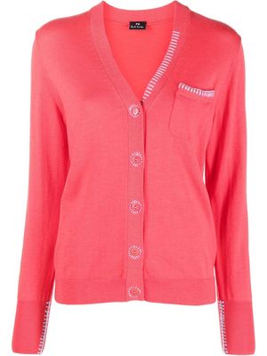 PS Paul Smith contrast-stitch wool cardigan - Pink