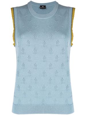 PS Paul Smith crew-neck sleeveless knitted top - Blue