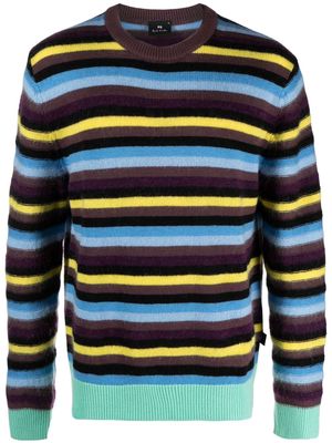 PS Paul Smith crew-neck stripe-pattern jumper - Purple