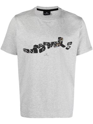 PS Paul Smith Dominoes graphic-print organic-cotton T-shirt - Grey