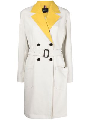 PS Paul Smith double-breasted contrasting-lapels coat - Neutrals