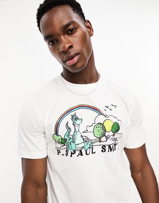 PS Paul Smith dragon logo print t-shirt in white