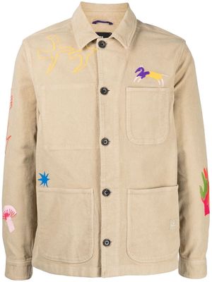 PS Paul Smith embroidered corduroy shirt jacket - Brown