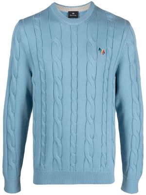 PS Paul Smith embroidered-logo cable-knit jumper - Blue