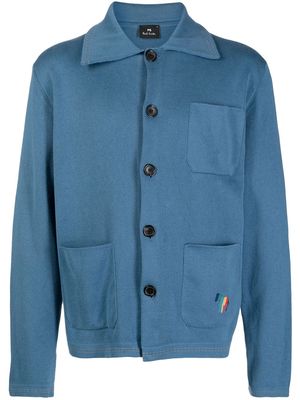 PS Paul Smith embroidered-logo cotton cardigan - Blue