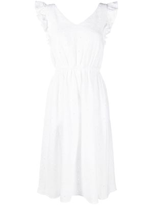 PS Paul Smith embroidery-detail ruffled dress - White