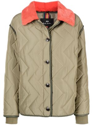 PS Paul Smith faux-fur collar jacket - Green