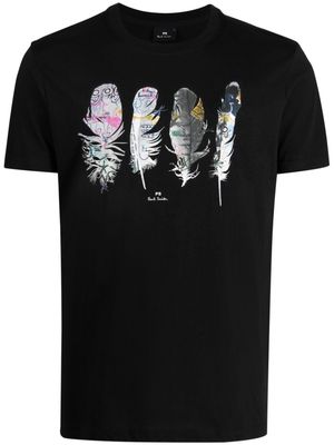 PS Paul Smith feather-print cotton T-shirt - Black