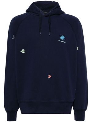 PS Paul Smith floral-embroidered hoodie - Blue