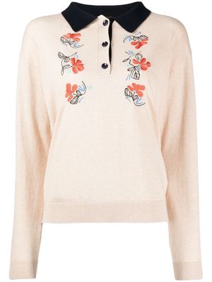 PS Paul Smith floral-embroidery long-sleeve jumper - Brown