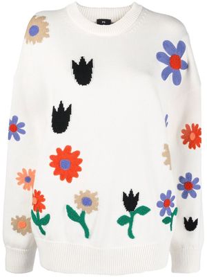 PS Paul Smith floral intarsia-knit jumper - White