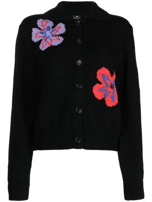 PS Paul Smith floral-knit button-up cardigan - Black