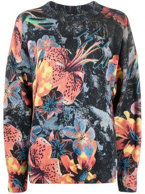 PS Paul Smith floral-print knit jumper - Black