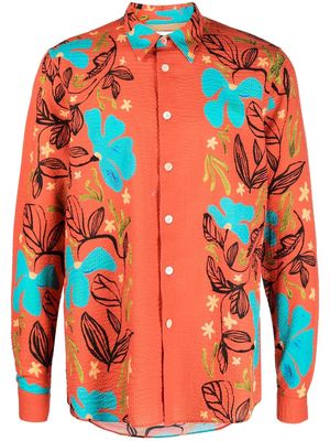 PS Paul Smith floral-print long-sleeve shirt - Orange