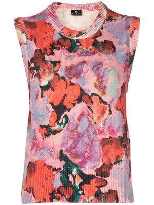 PS Paul Smith floral-print sleeveless knitted vest - Multicolour