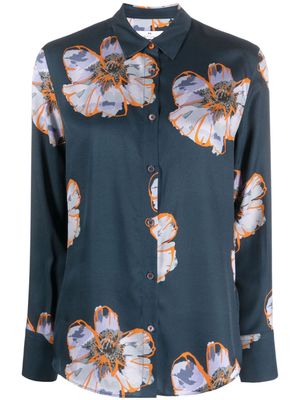PS Paul Smith floral-print spread-collar shirt - Blue
