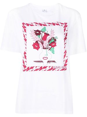 PS Paul Smith flower vase logo-print T-shirt - White