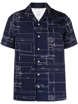 PS Paul Smith graphic-print camp-collar shirt - Blue