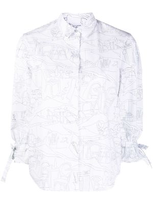 PS Paul Smith graphic-print crop-sleeve shirt - White