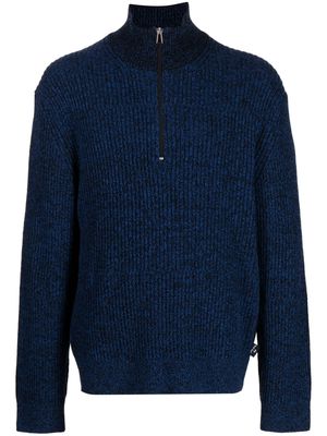 PS Paul Smith half-zip ribbed-knit jumper - Blue