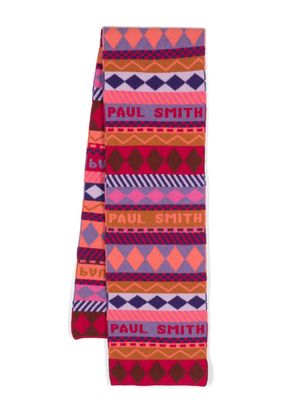 PS Paul Smith intarsia-knit wool scarf - Pink
