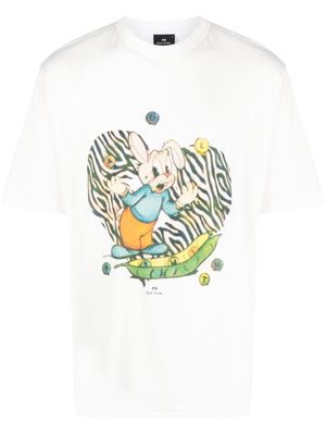 PS Paul Smith Juggling Bunny-print cotton T-shirt - White