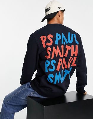 PS Paul Smith logo back print sweatshirt in navy