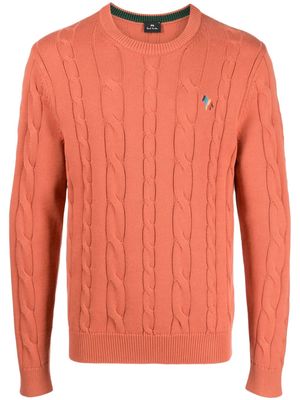 PS Paul Smith logo-embroidered cable-knit jumper - Orange
