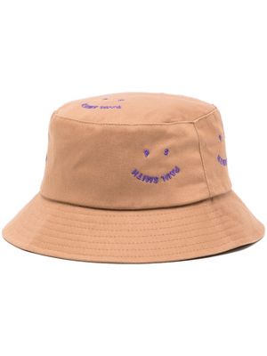 PS Paul Smith logo-embroidered cotton bucket hat - Brown