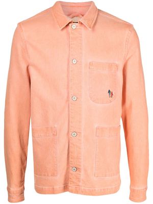 PS Paul Smith logo-embroidered cotton shirt jacket - Orange