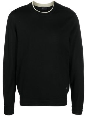 PS Paul Smith logo-embroidered crew-neck jumper - Black