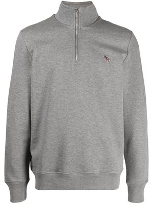 PS Paul Smith logo-embroidered funnel neck sweatshirt - Grey