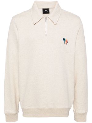 PS Paul Smith logo-embroidered half-zip sweatshirt - Neutrals