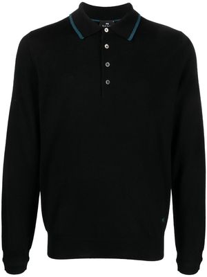 PS Paul Smith logo-embroidered merino polo shirt - Black